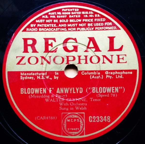 Walter Glynne, Cienwen Rowlands : Blodwyn F' Anwyld / Hywel A Blodwyn  (Shellac, 10", Mono)