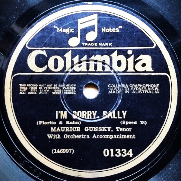 Maurice Gunsky : I'm Sorry. Sally. / Dolores (Shellac, 10", Mono)