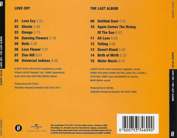 Albert Ayler : Love Cry / The Last Album (CD, Comp, RM)