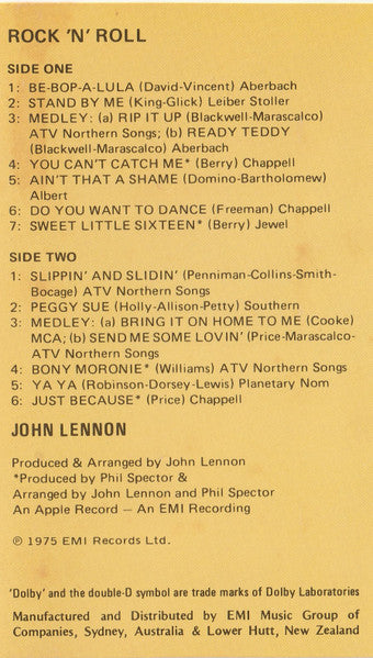 John Lennon : Rock 'N' Roll (Cass, Album, RE, Dol)