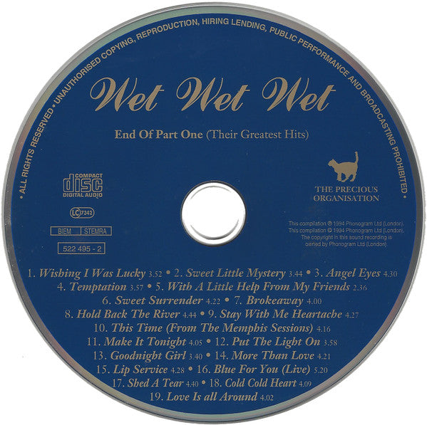 Wet Wet Wet : End Of Part One (Their Greatest Hits) (CD, Comp, RE, Blu)