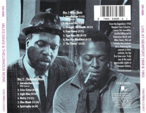 Miles Davis & Thelonious Monk : Live At Newport 1958 & 1963 (2xCD, Comp, RP)