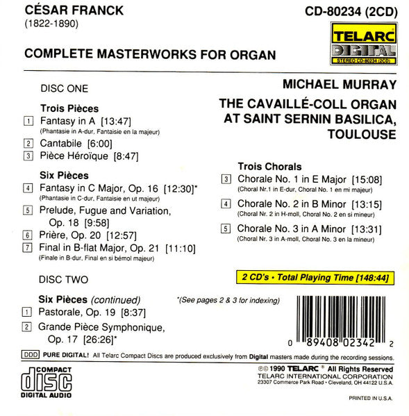 César Franck, Michael Murray (4) : Complete Masterworks For Organ (2xCD, Album)