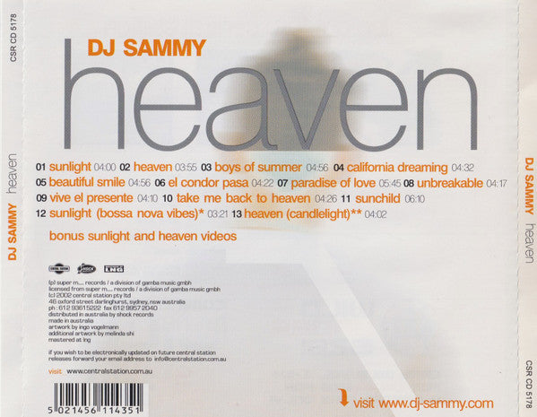 DJ Sammy : Heaven (CD, Album, Enh)