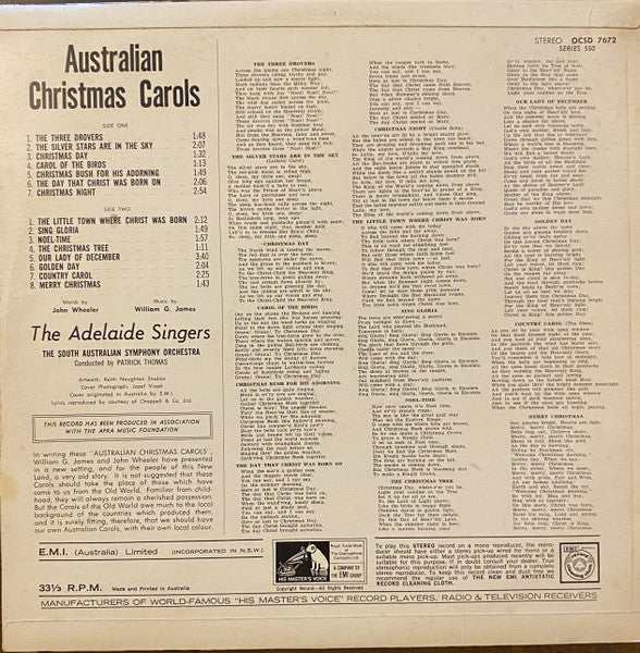 The Adelaide Singers* And The South Australian Symphony Orchestra*, Patrick Thomas (3) : Australian Christmas Carols (LP, Album, Bro)