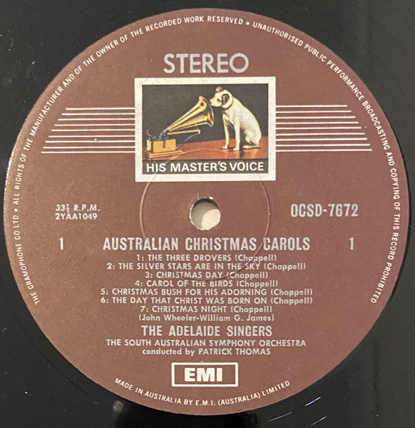 The Adelaide Singers* And The South Australian Symphony Orchestra*, Patrick Thomas (3) : Australian Christmas Carols (LP, Album, Bro)