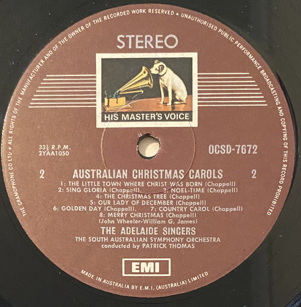 The Adelaide Singers* And The South Australian Symphony Orchestra*, Patrick Thomas (3) : Australian Christmas Carols (LP, Album, Bro)