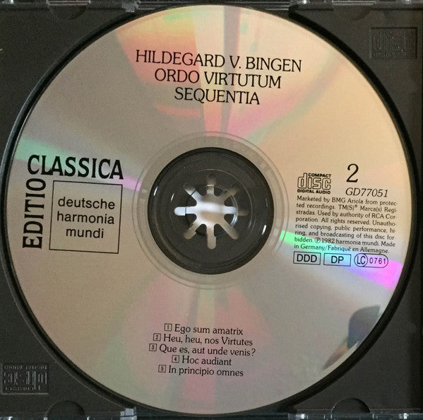 Hildegard von Bingen, Sequentia (2) : Ordo Virtutum (2xCD, Album, RE)