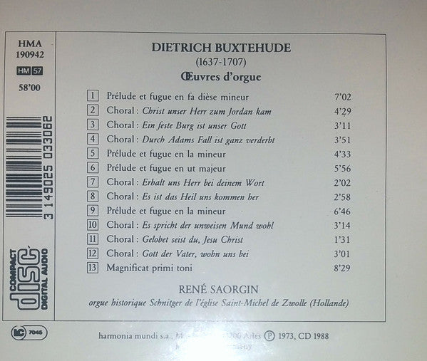 Dieterich Buxtehude - René Saorgin : Œuvres D'Orgue (CD, Album, RE)