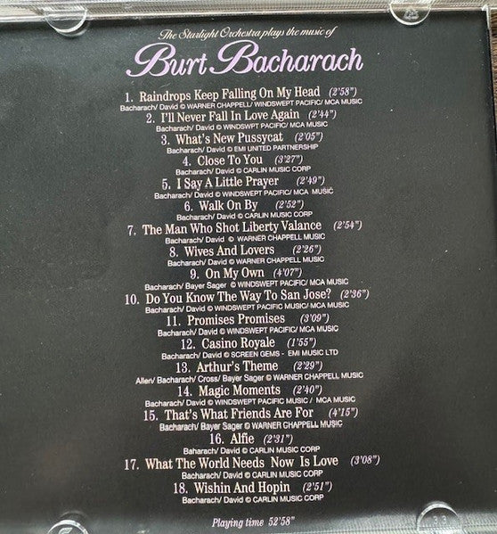 The Starlight Orchestra : The Starlight Orchestra plays the music of Burt Bacharach (CD)