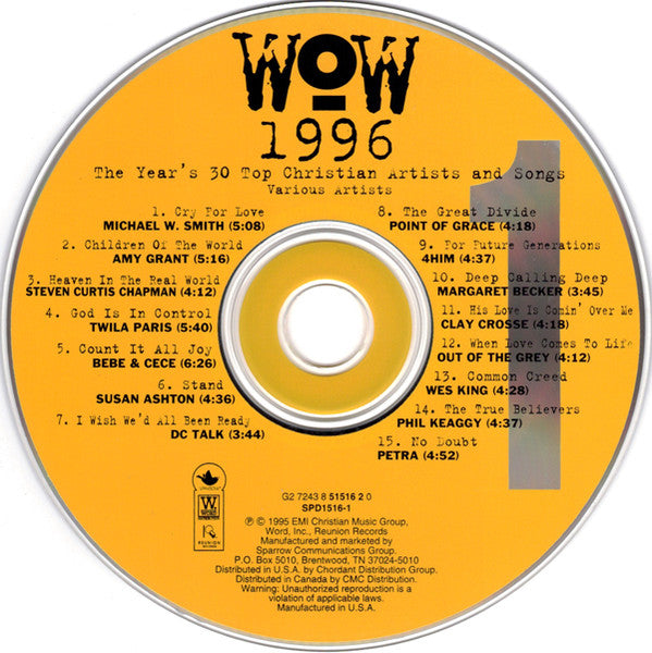 Various : WOW 1996 (The Year's 30 Top Christian Artists And Songs.) (2xCD, Comp)