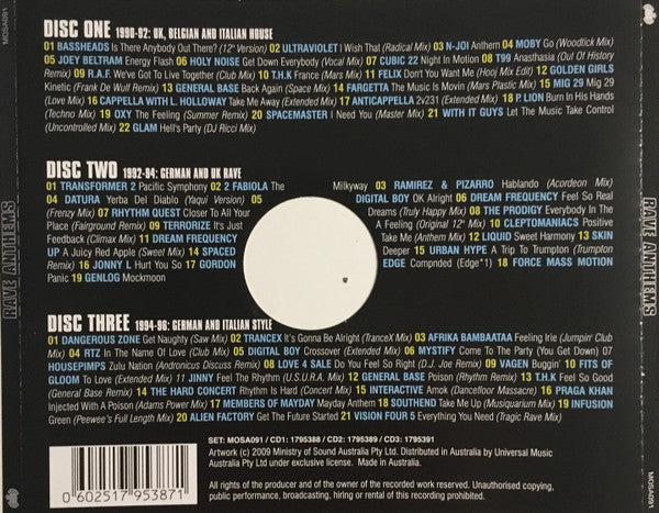 Various : Rave Anthems: 1990-1996 (3xCD, Comp, Mixed)
