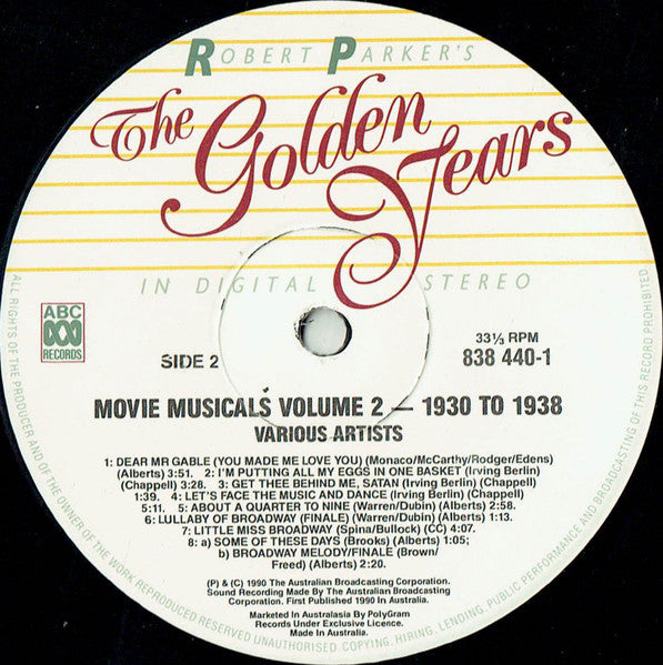 Various : Movie Musicals (Volume 2 1930 To 1938) (LP, Comp)