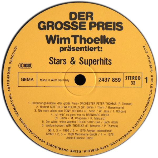 Various : Der Grosse Preis - Wim Thoelke Präsentiert: Stars & Superhits (LP, Comp)