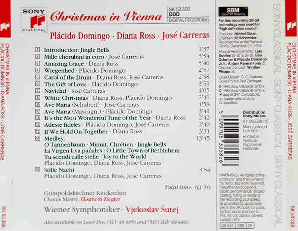 Plácido Domingo* · Diana Ross · José Carreras : Christmas In Vienna (CD, Album, SBM)