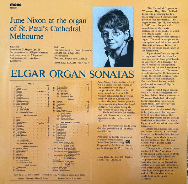 June Nixon : Elgar Organ Sonatas (LP)