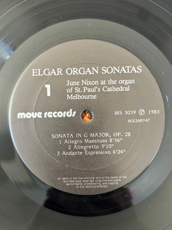 June Nixon : Elgar Organ Sonatas (LP)