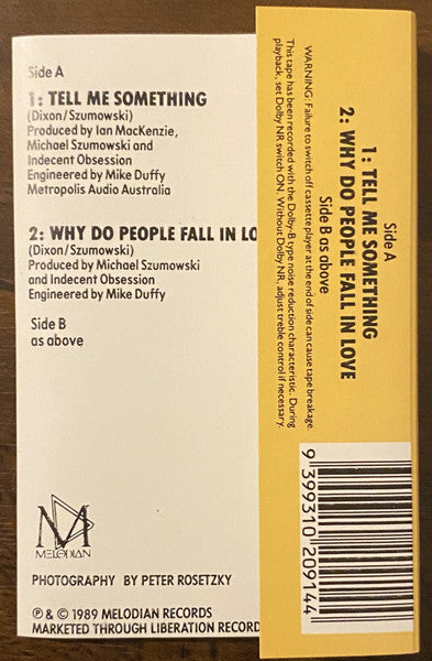 Indecent Obsession : Tell Me Something (Cass, Single)