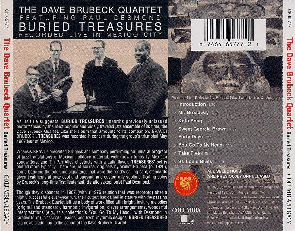 The Dave Brubeck Quartet Featuring Paul Desmond : Buried Treasures (Recorded Live In Mexico City) (CD, Album, RM)