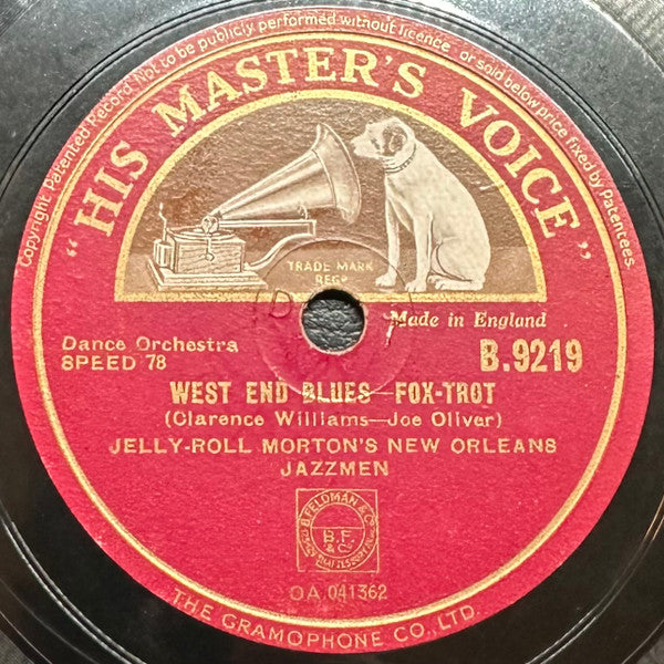 Jelly Roll Morton's New Orleans Jazzmen : West End Blues / Climax Rag (Shellac, 10", RP, Fir)