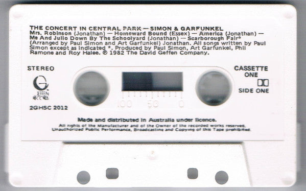 Simon & Garfunkel : The Concert In Central Park (2xCass, Album, RE, Whi)