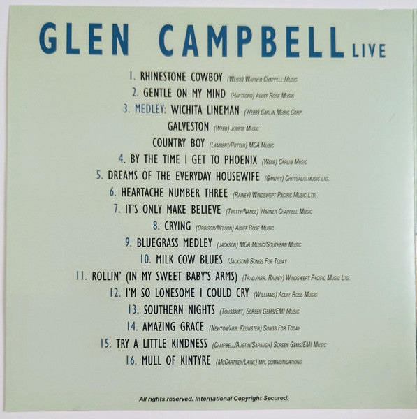 Glen Campbell : LIVE (CD, Comp)