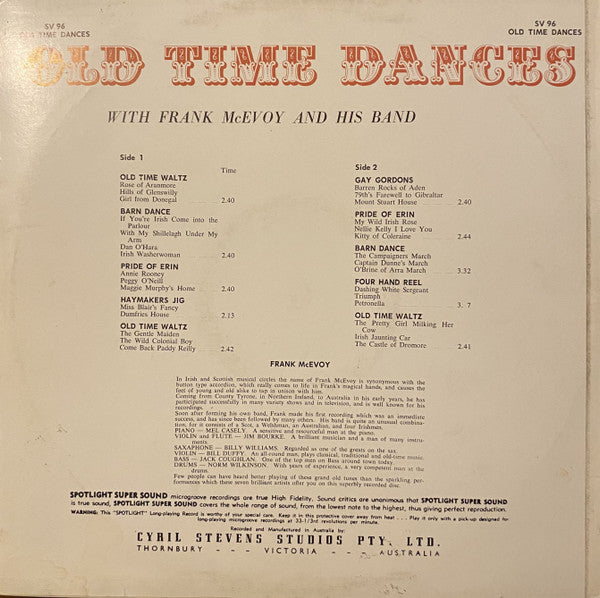 Frank McEvoy And His Band : Old Time Dances (LP)