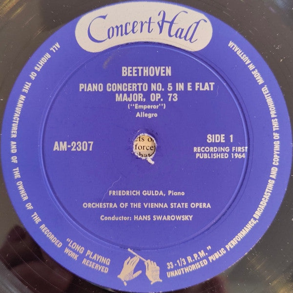 Beethoven* – Friedrich Gulda, Orchestra Of The Vienna State Opera*, Hans Swarowsky : Piano Concerto Nº 5 “Emperor” (LP, Mono)
