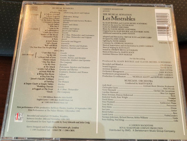 Alain Boublil And Claude-Michel Schönberg : Les Misérables - The Original London Cast (2xCD, Album)