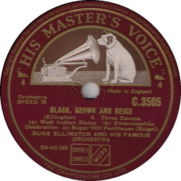 Duke Ellington And His Orchestra : Black, Brown And Beige (Shellac, 12")