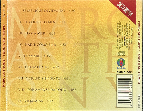 Marc Anthony : Todo A Su Tiempo (CD, Album)
