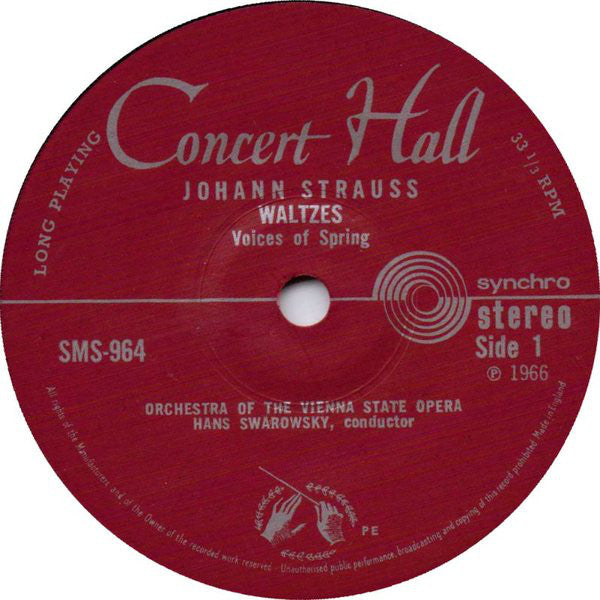 Orchestra Of The Vienna State Opera* - Hans Swarowsky - Johann Strauss* : Waltzes (7")