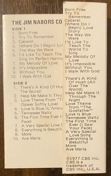 Jim Nabors : The Jim Nabors Collection - 20 Of My Favourite Songs (Cass, Comp)