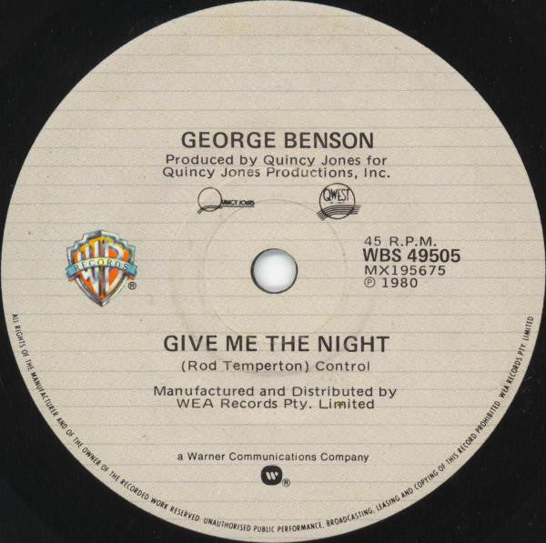 George Benson : Give Me The Night (7", Single)