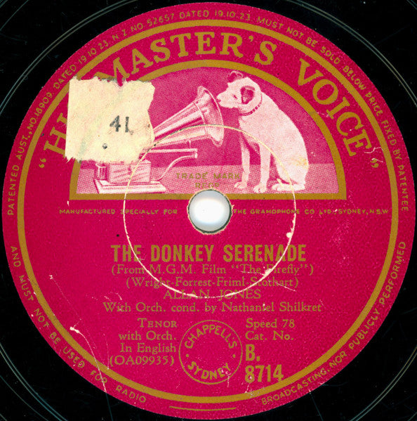 Allan Jones (5) : The Donkey Serenade / Gianina Mia (Shellac, 10")
