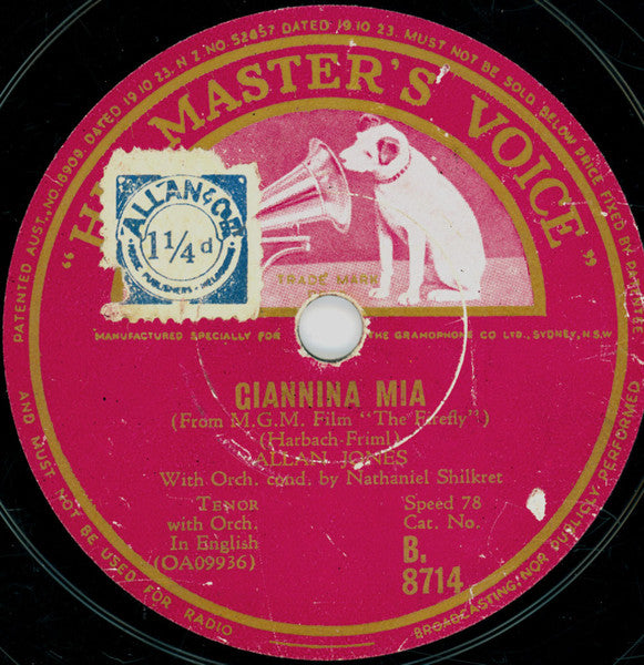Allan Jones (5) : The Donkey Serenade / Gianina Mia (Shellac, 10")
