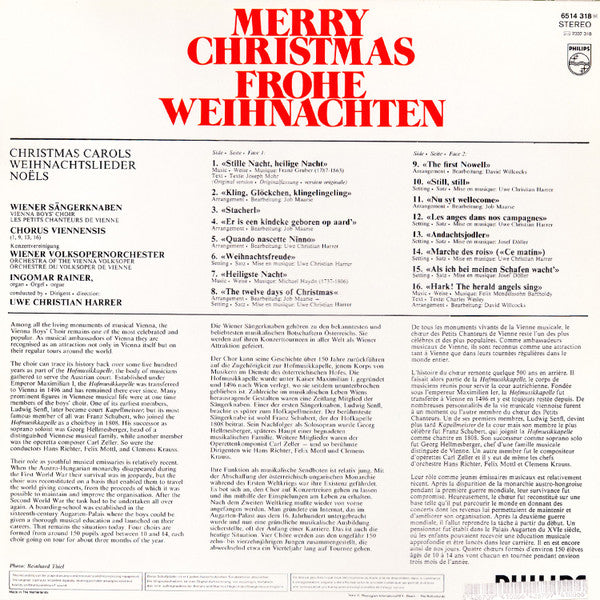 Wiener Sängerknaben - Vienna Boys Choir* : Uwe Christian Harrer : Merry Christmas - Frohe Weihnachten (LP)