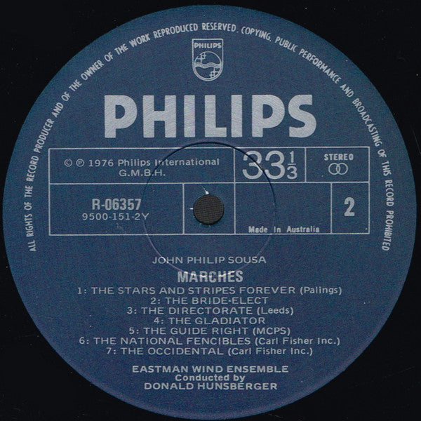 Eastman Wind Ensemble, Donald Hunsberger : Strike Up The Band ("Stars And Stripes Forever" And Other Sousa Marches) (LP, Album, Club)