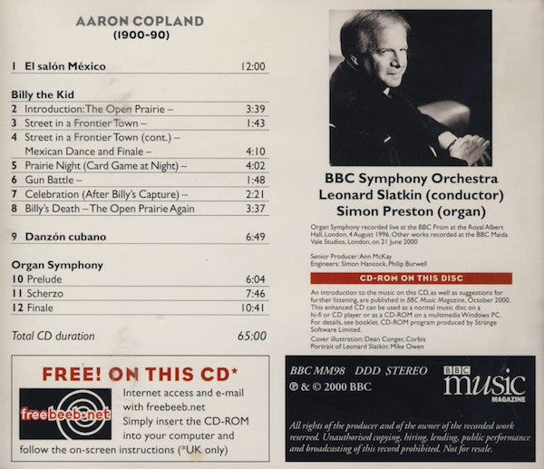 Aaron Copland - BBC Symphony Orchestra / Leonard Slatkin : Billy The Kid, Organ Symphony, El Salón México, Danzón Cubano (CD, Enh)