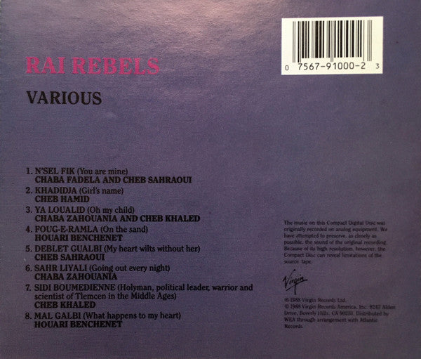 Various : Rai Rebels (CD, Comp)