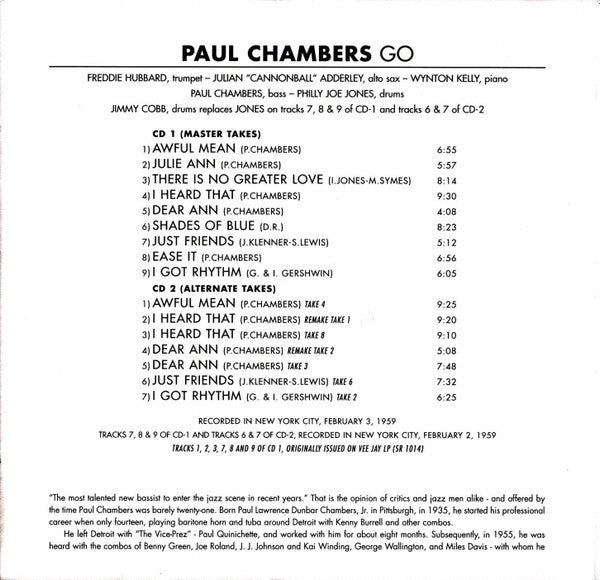 Paul Chambers (3) : Go (CD, Album, RE, RM + CD, Comp, RM)
