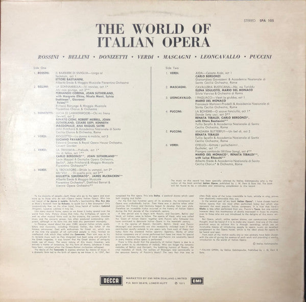 Various : The World Of Italian Opera (LP, Comp)