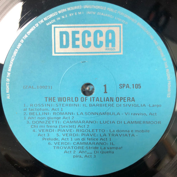 Various : The World Of Italian Opera (LP, Comp)