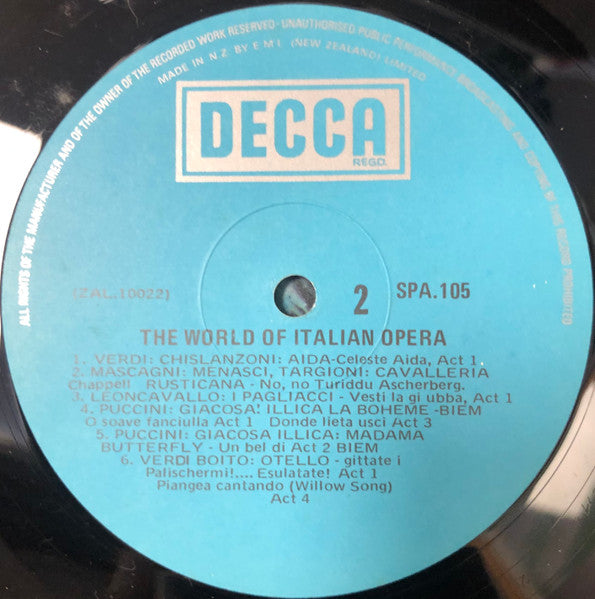 Various : The World Of Italian Opera (LP, Comp)