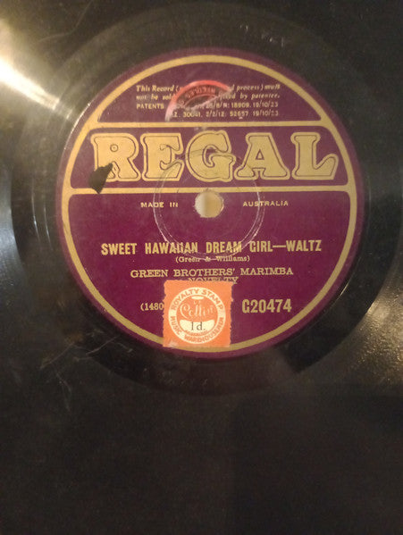 Green Brothers' Novelty Band : Sweet Hawaiian Dream Girl / Underneath The Blue Hawaiian Skies (Shellac, 10")