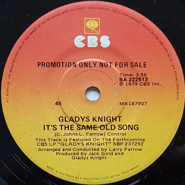 Gladys Knight : Am I Too Late (7", Single, Promo)