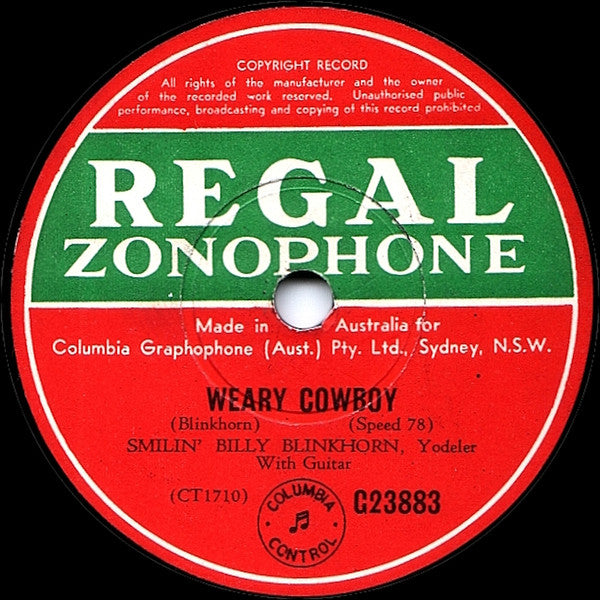 Billy Blinkhorn : The Wreck Of The Old 97 / Weary Cowboy (Shellac, 10")