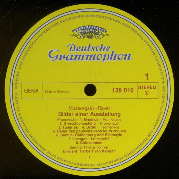 Ravel* / Mussorgsky*, Berliner Philharmoniker · Herbert von Karajan : Bolero / Tableaux D'une Exposition = Bilder Einer Ausstellung = Pictures At An Exhibition (LP, RE, RP)