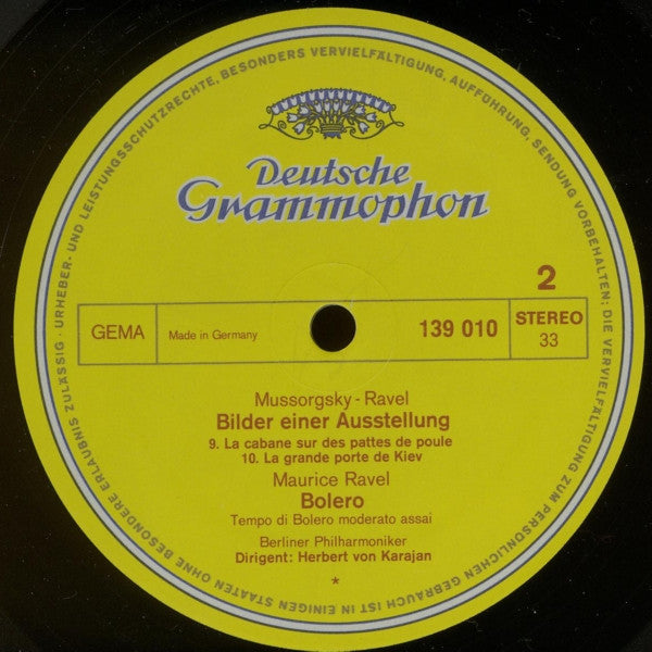 Ravel* / Mussorgsky*, Berliner Philharmoniker · Herbert von Karajan : Bolero / Tableaux D'une Exposition = Bilder Einer Ausstellung = Pictures At An Exhibition (LP, RE, RP)