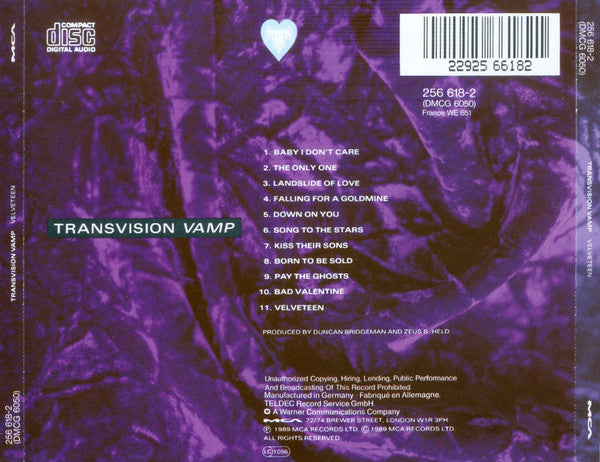 Transvision Vamp : Velveteen (CD, Album)